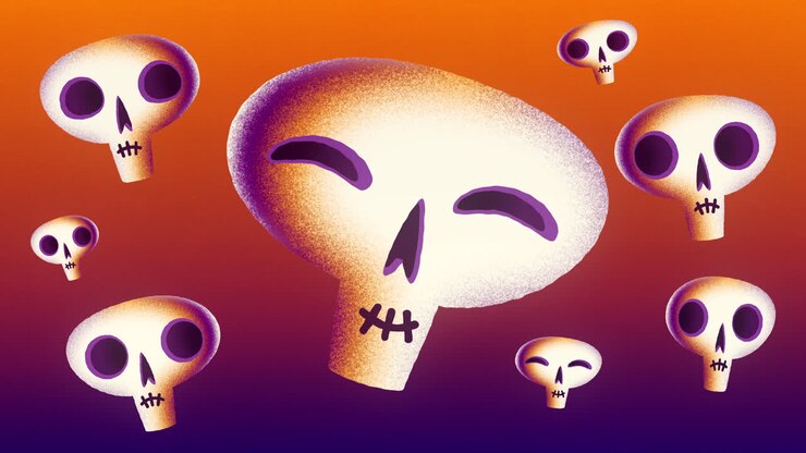 Motion graphic animata: teschi di Halloween