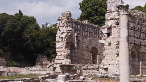 ancient ruins of historical sight in rome, italy