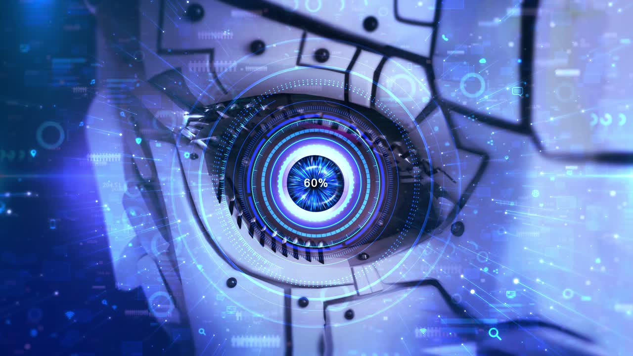 Futuristic digital eye scanner binary code future innovation ai artificial intelligence hi tech