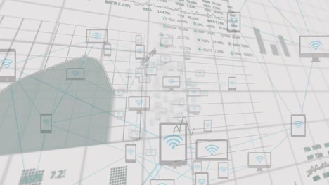 animation of data processing over wifi icons
