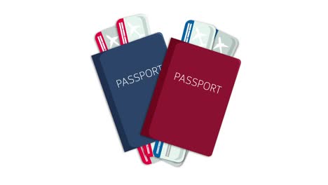 pasaportes y billetes animación con fondos cambiantes