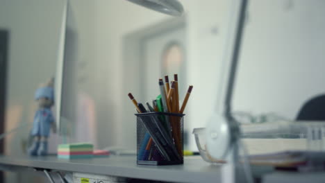 Doctor-desktop-standing-clinic-office-close-up.-View-modern-computer-on-table.