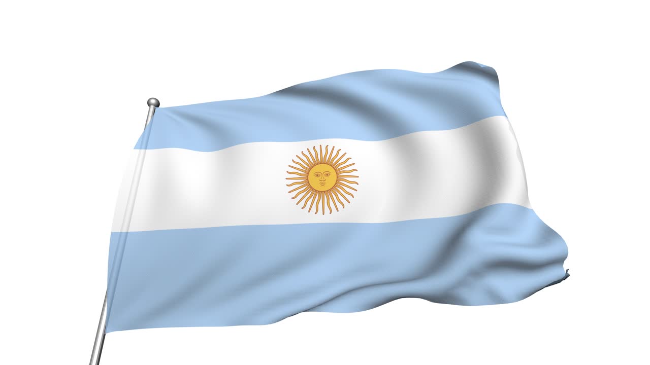 bandera de la argentina en el viento (canal alfa, semitransparente, en bucle)