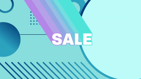 sale graphic with blue geometric shapes on a blue background