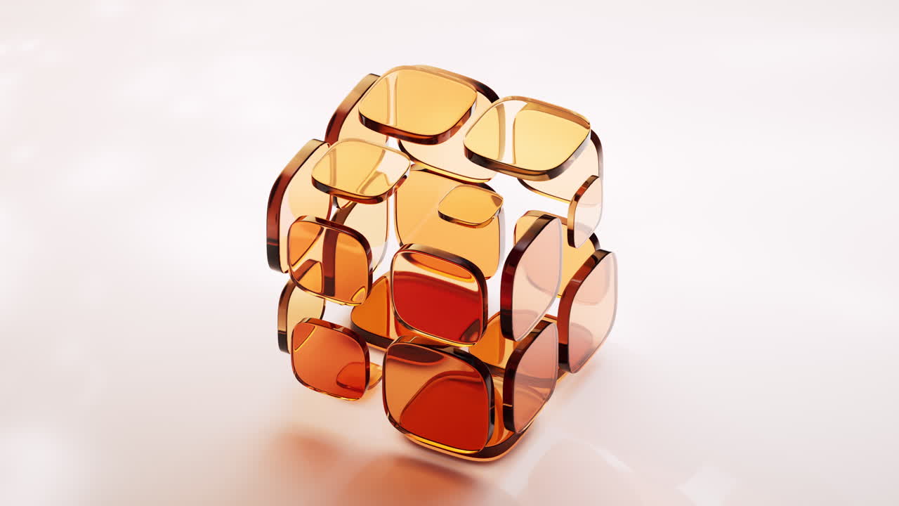 Rounded corner glass geometries background, 3d rendering