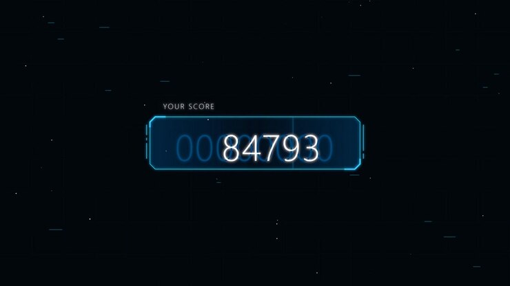 Digital Score Counter Increasing on Futuristic HUD Interface