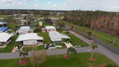 4k drone video of mobile homes damaged by hurricane ian in florida - 34