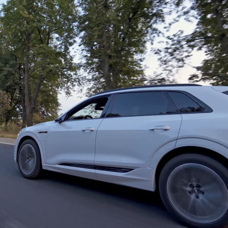 audi e-tron sportback concept four wheel drive electric suv. presentation of a new car model. fast driving drifting in city
