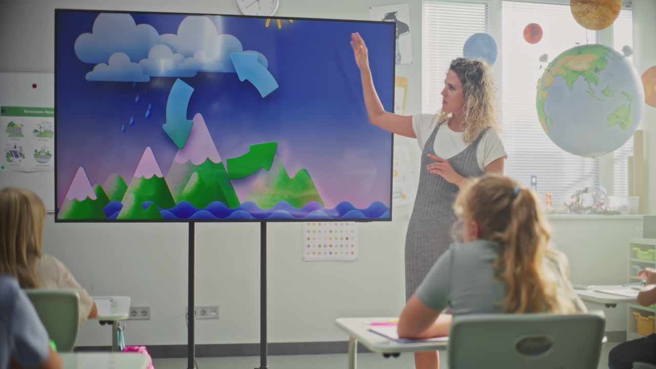 Elementary School Students Studying Basic Information About Weather Factors