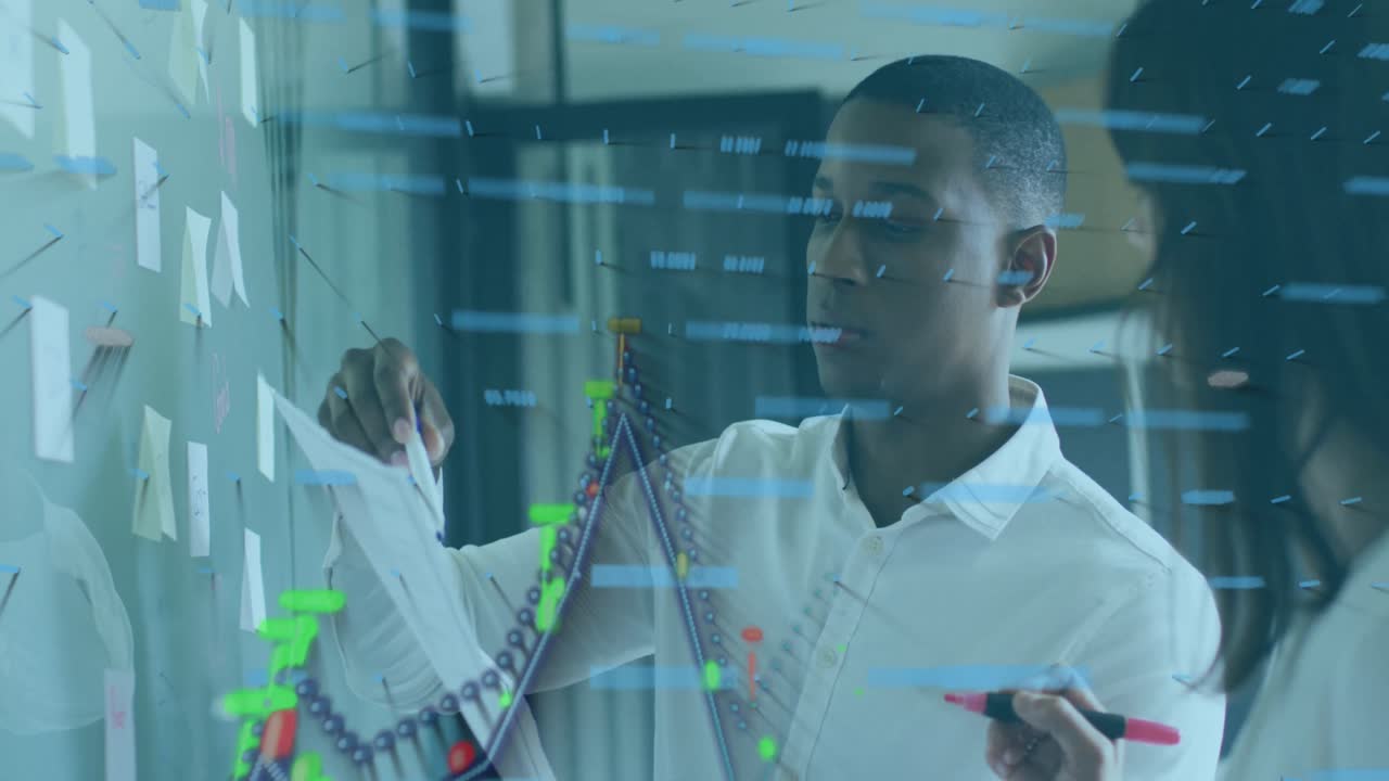 Animation of data processing over diverse business people