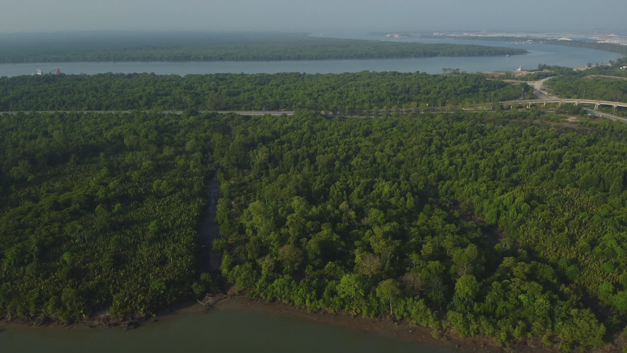 바간 랄랑 강과 울창한 나무, 말레이시아의 드론 보기