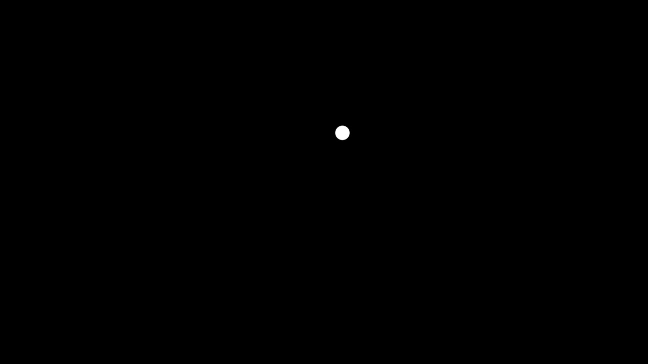 One white dot is moving on black background. A speck of dust flying in space