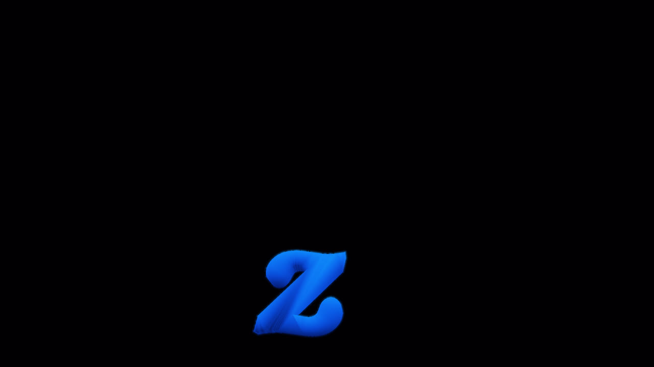 Blue Letter z Burning on Alpha Channel