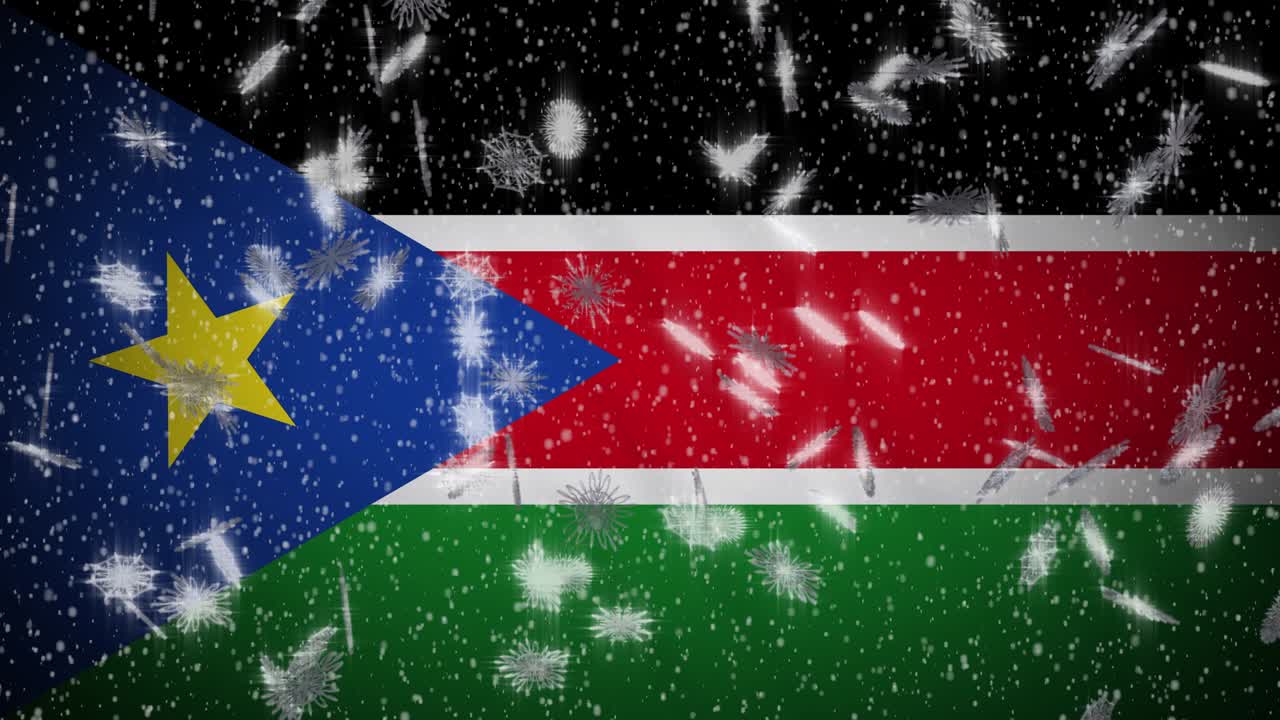 남수단 발, 눈이 떨어지는, 새해와 크리스마스 배경,