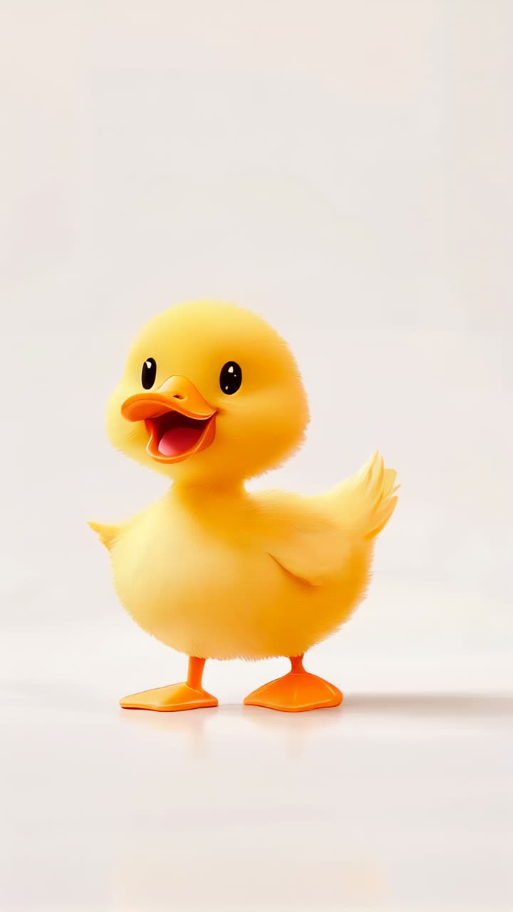 Cartoon duckling walking with a smile