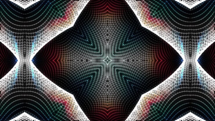 Loop Contínuo Abstrato com Fragmentos Multicoloridos, Ornamento de Caleidoscópio