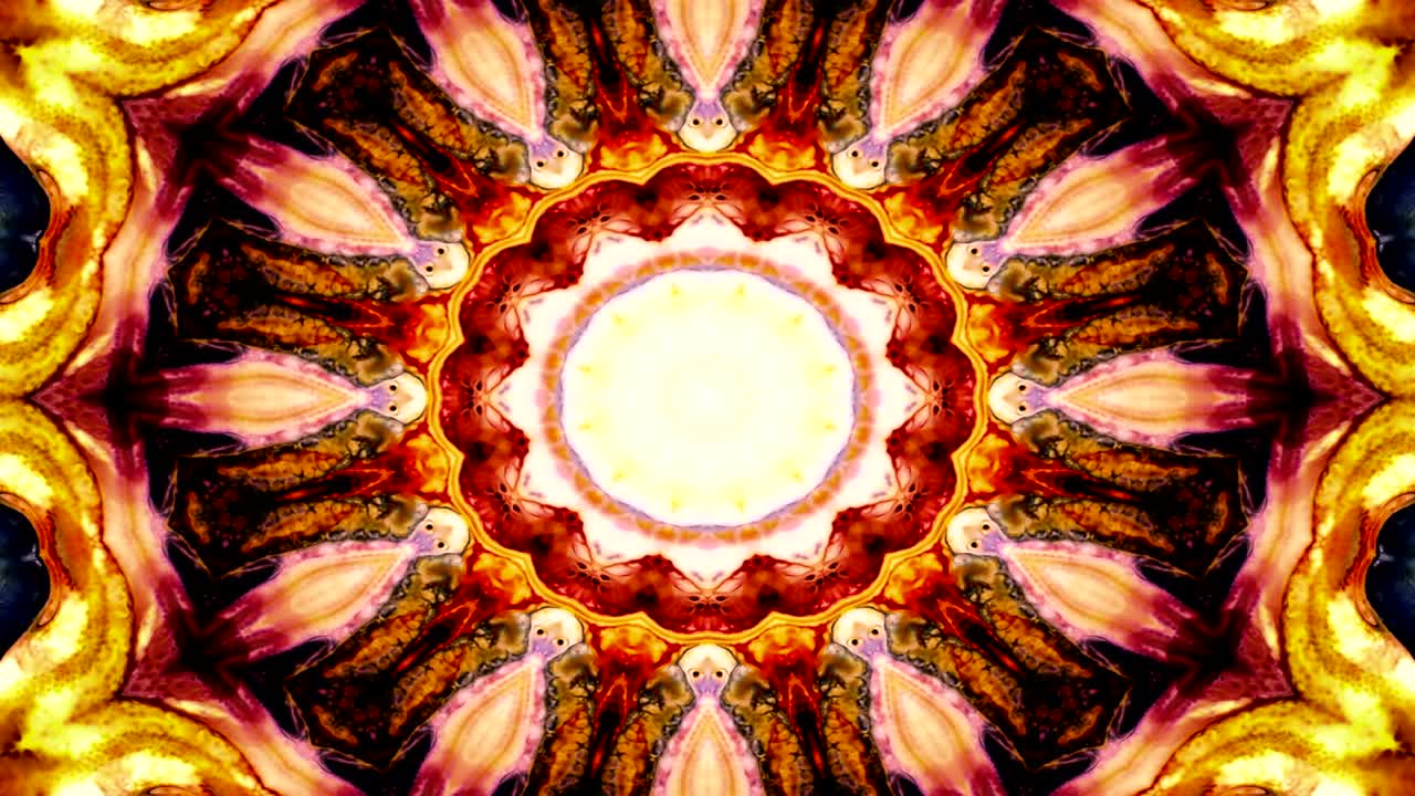 abstracto colorido patrón simétrico ornamental decorativo kaleidoscopio movimiento círculo geométrico y formas de estrellas