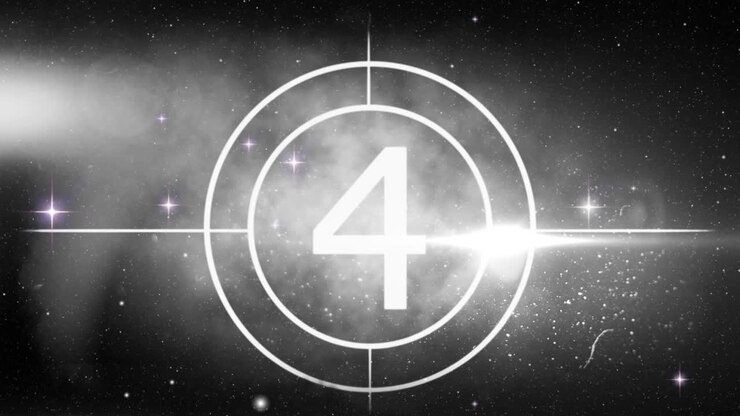Countdown from ten to one against space in background