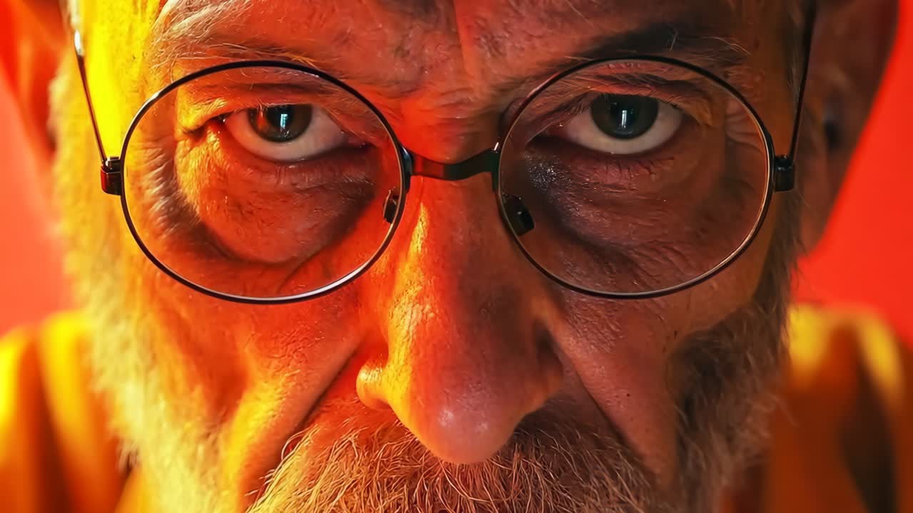 un primer plano de un hombre con gafas y barba