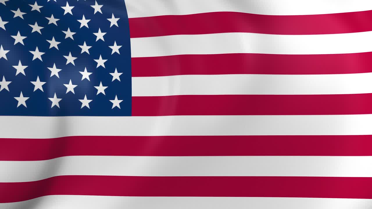 animación de video de la bandera de los ee.uu., movimiento lento de primer plano ondeando en el viento.