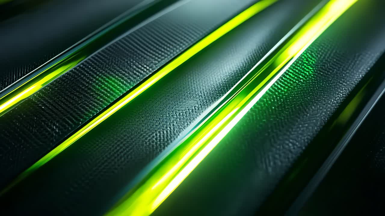 A black and yellow striped background with a green line. The background is made of metal and the green line is glowing