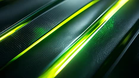 a black and yellow striped background with a green line. the background is made of metal and the green line is glowing