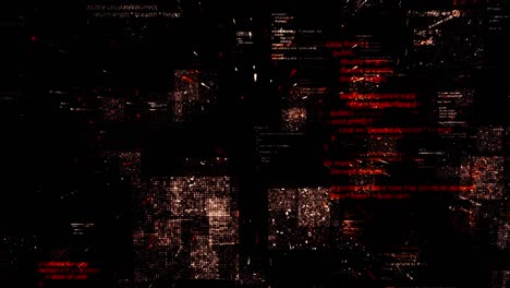 abstract technological background and short segments in dark digital space. animation. flowing narrow lines creating square shaped grid, seamless loop