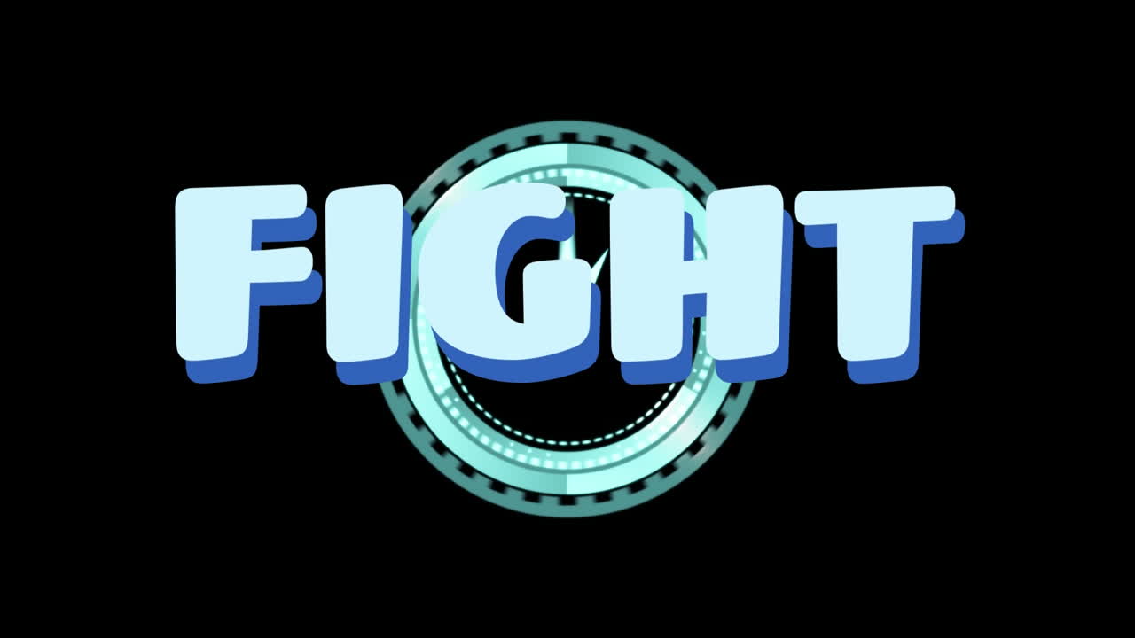 검은 바탕에 스 ⁇  스캔을 통해 싸움 텍스트의 애니메이션