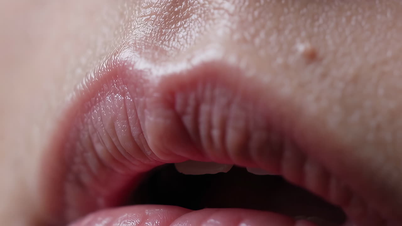 여자 입술의 클로즈업
