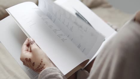 woman reading a book in bed