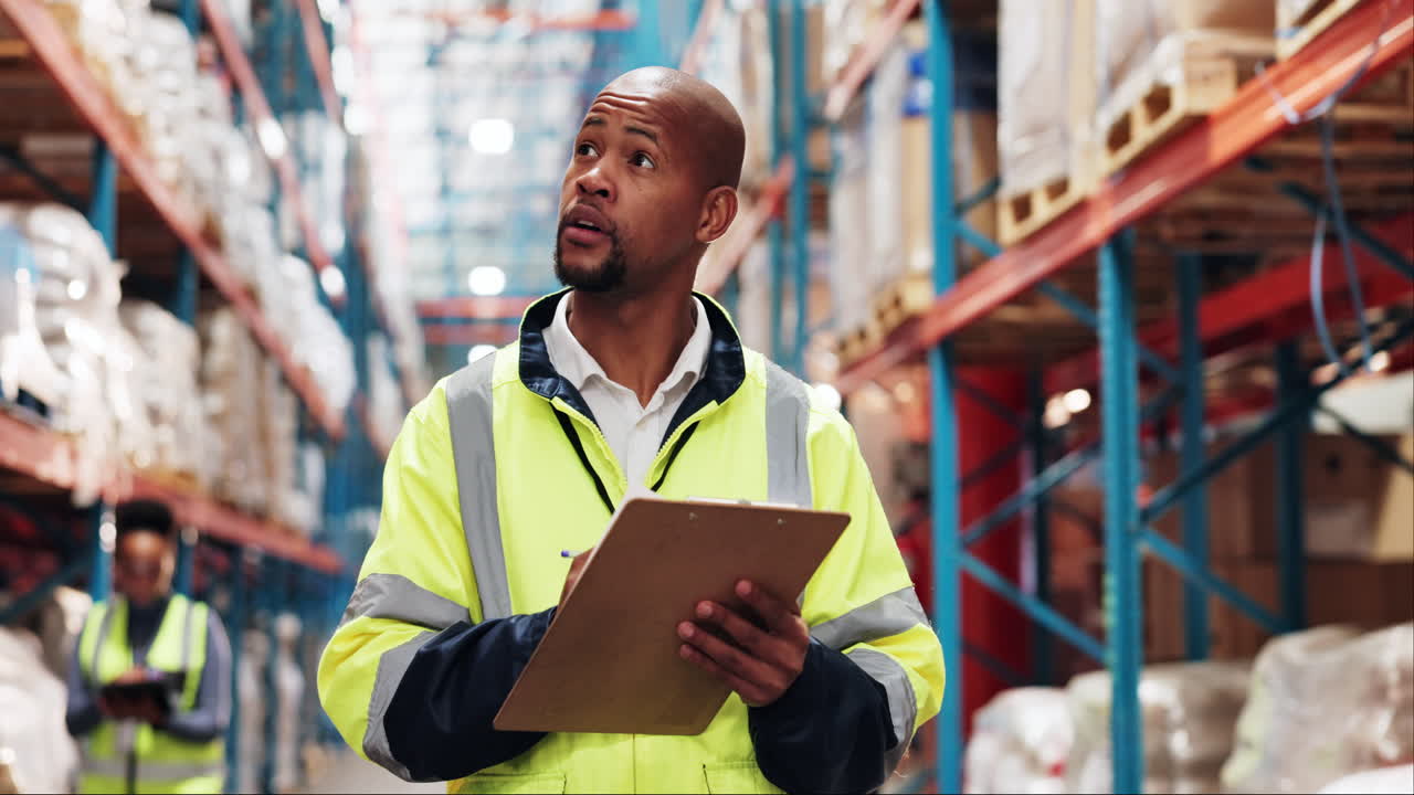 Warehouse Worker Checking Inventory