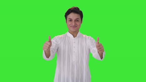 Indian-man-showing-thumbs-up-Green-screen