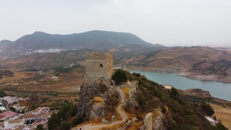 aerial approach and fly by medieval castle and