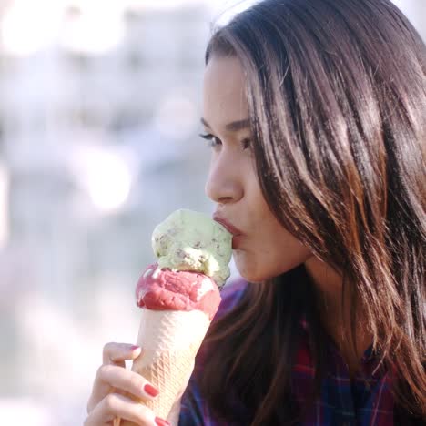 girl eating a delicious ice cream