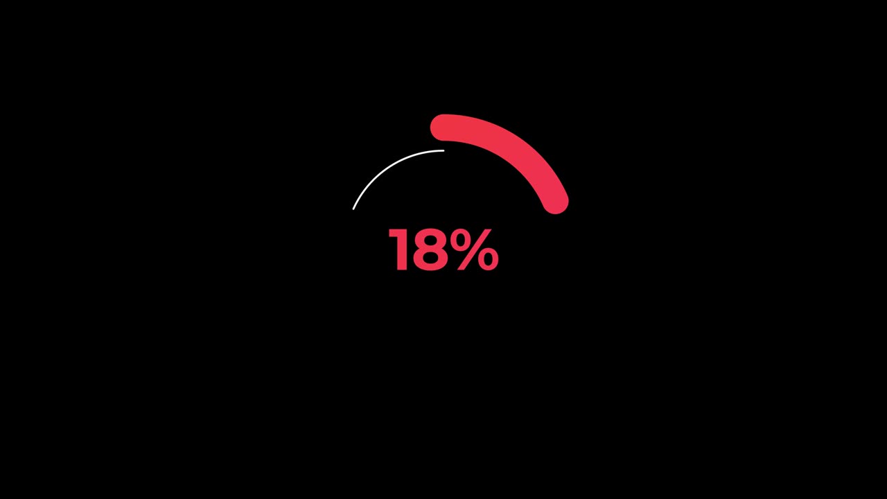 Circle percentage Loading Transfer Download Animation 0-20% in Red science effect.