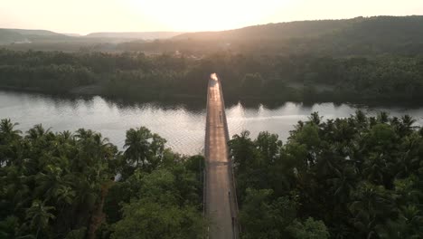 nerur paar bridge on karli river beautiful greenary on road site malavn morning view