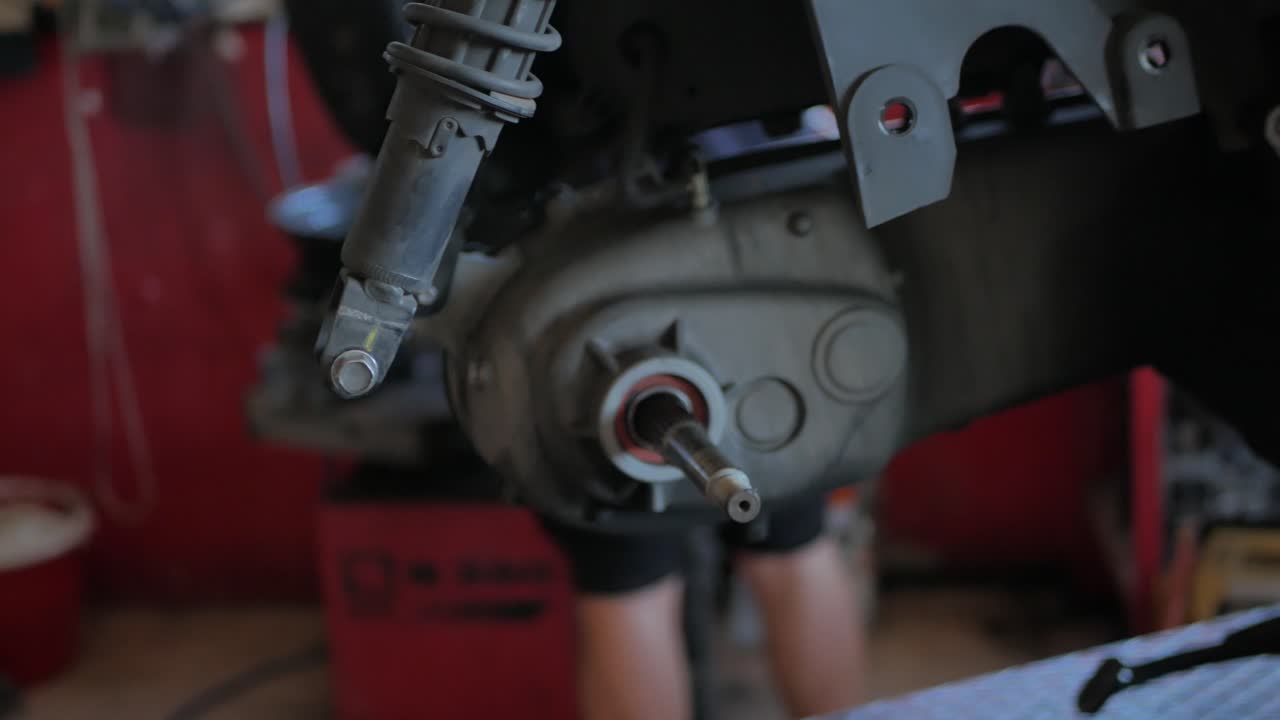 Close up shot of a Scooter wheel hub