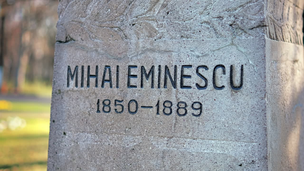Mihai Eminescu monument in Copou Park in Iasi, Romania