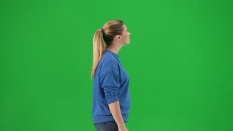 woman profile view on green screen