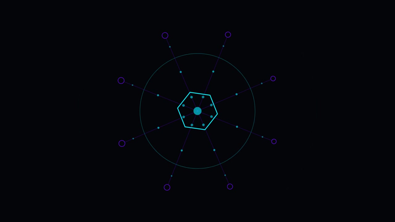 Abstract Digital Hexagon Interface Animation on Dark Background