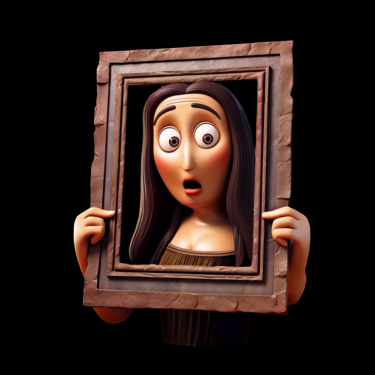 Animación de marco de retrato de dibujos animados sorprendido, recurso aislado, vídeo en 4K transparente, canal alfa