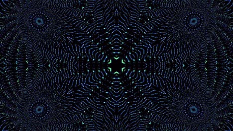 light wave abstract dots set blue color kaleidoscope black background