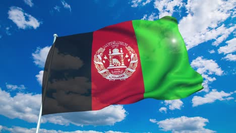 flag of afghanistan with fabric structure against a cloudy sky (loopable)