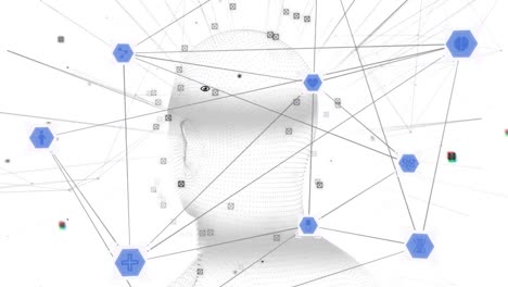 Animation-Digitaler-Kopf--Und-Medizinischer-Symbole-Auf-Weißem-Hintergrund