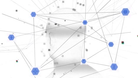 animación de iconos digitales de la cabeza y médicos sobre un fondo blanco