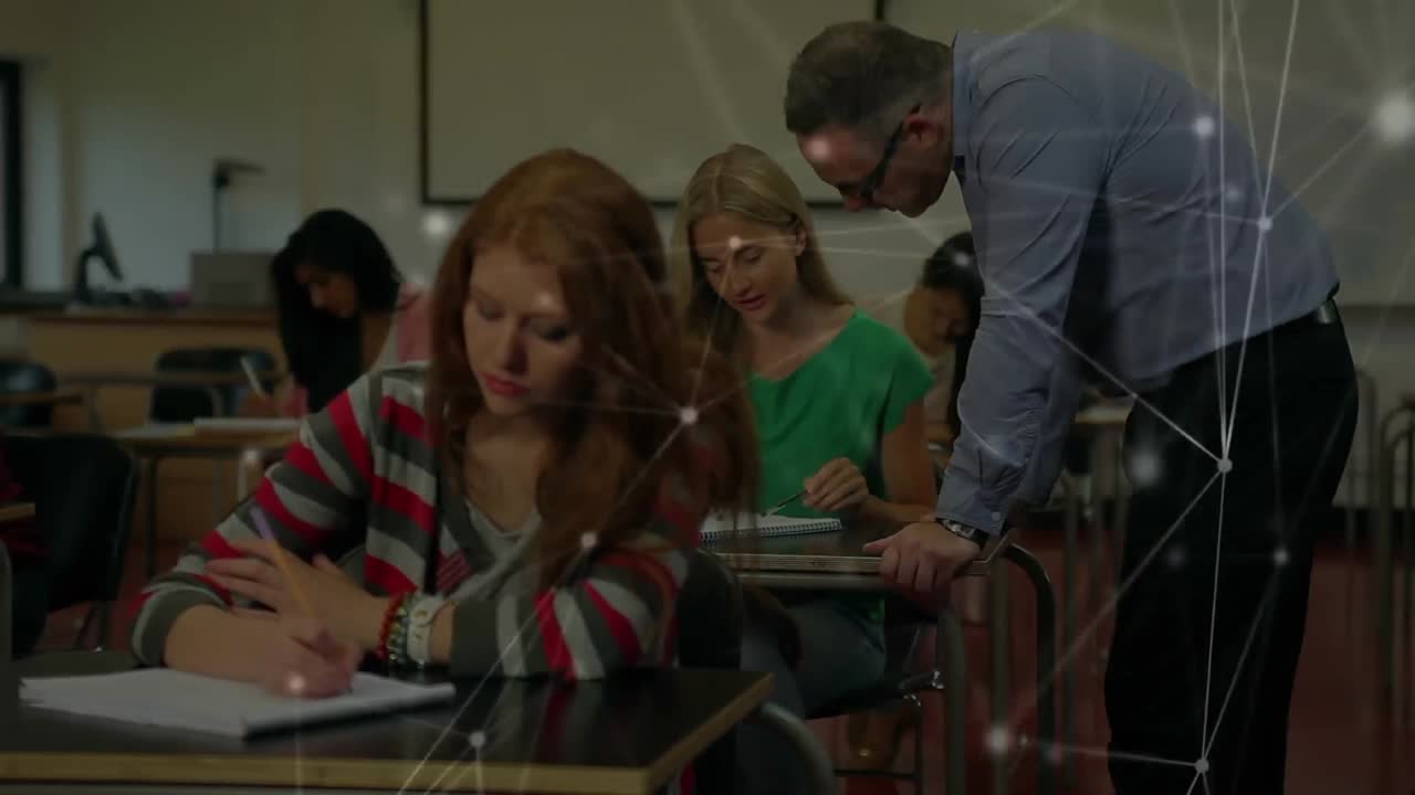 Animation of network of connections over students learning