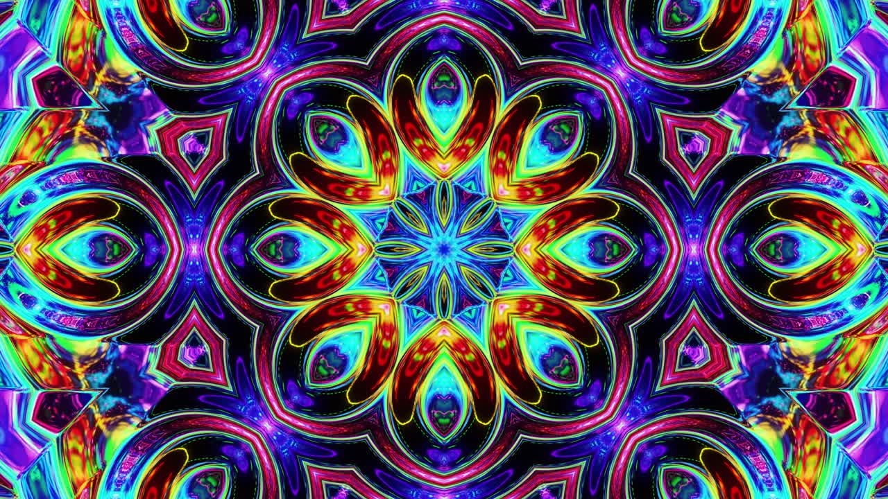 estilo 3d en bucle abstracto bg con estructura ondulada. patrón iridescente simétrico líquido como caleidoscopio con ondas de vidrio líquido brillante con hermosos colores de gradiente. 4k