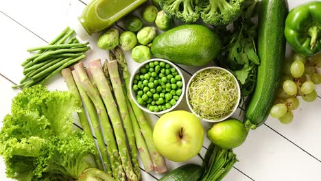 green antioxidant organic vegetables  fruits and herbs