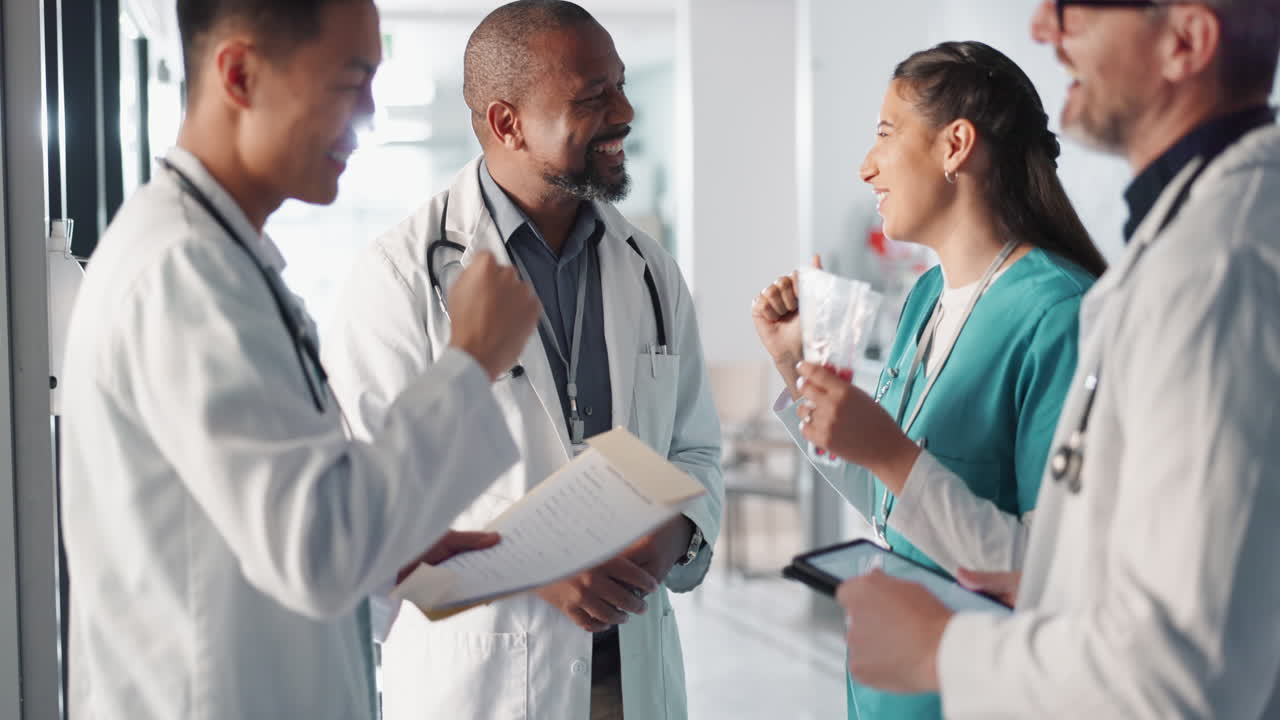 Doctors, nurses and high five