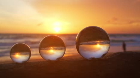 magic beautiful sky view of sunset in crystal balls.